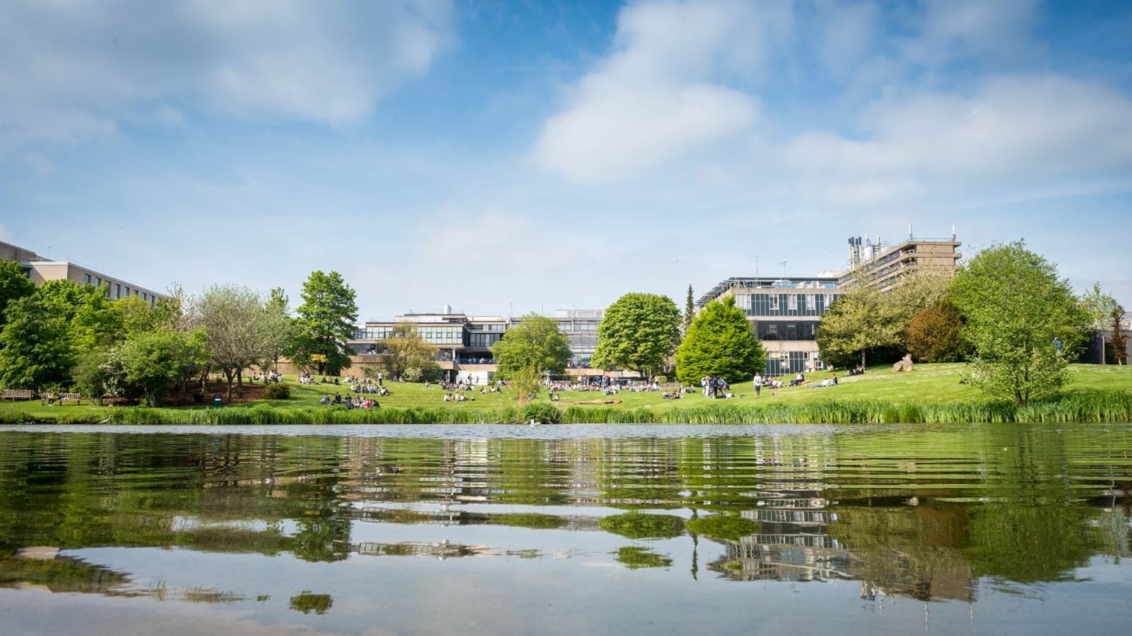 Lake and green space at University of Bath